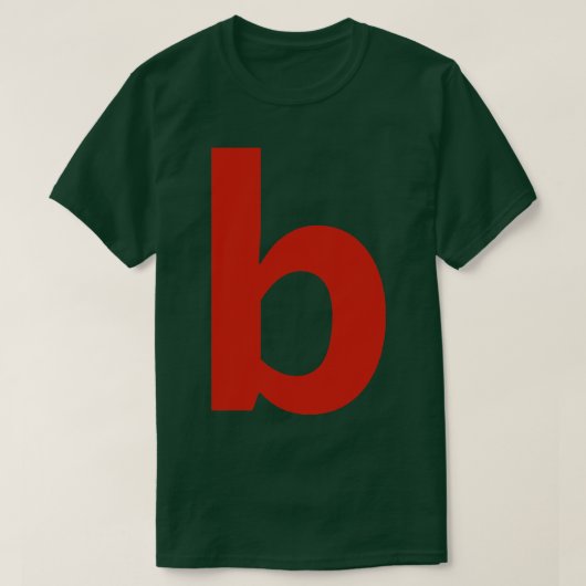 Letter b in rode tekst Minimale typografie T-shirt (Design voorkant)