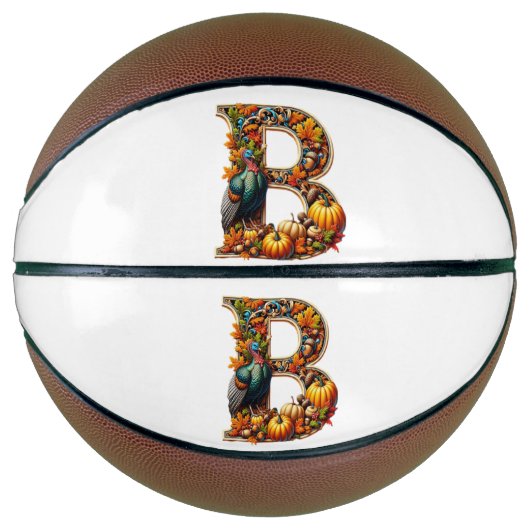 Letter B in Thanksgiving-stijl Basketbal (Voorkant)