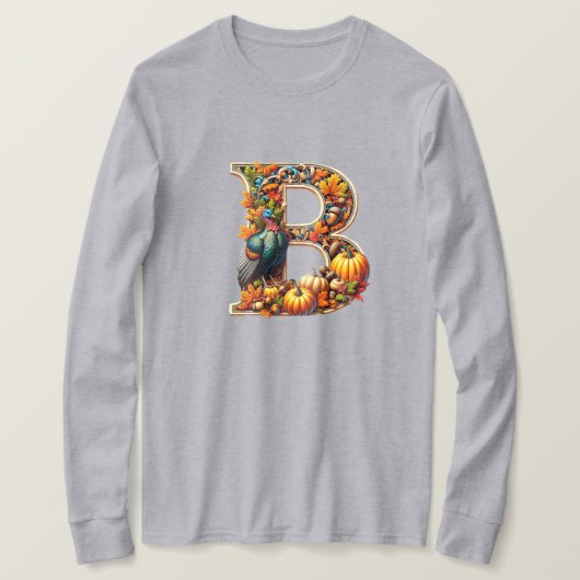 Letter B in Thanksgiving-stijl T-shirt (Design voorkant)