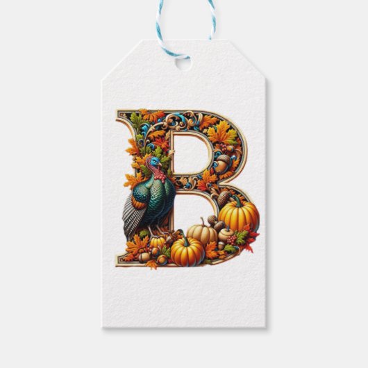 Letter B in Thanksgiving style Cadeaulabel (Voorkant)