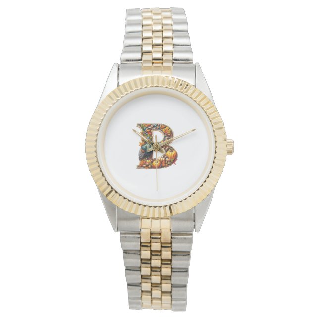 Letter B in Thanksgiving style Horloge (Voorkant)