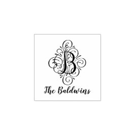 Letter B Initiaal Elegant Flourish Monogram Name Rubberstempel