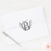 Letter B Initiaal Monogram met Angel Wings & Halo Hart Sticker (Envelop)