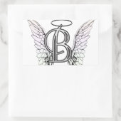 Letter B Initiaal Monogram met Angel Wings & Halo Rechthoekige Sticker (Tas)