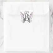 Letter B Initiaal Monogram met Angel Wings & Halo Vierkante Sticker (Tas)