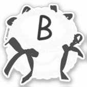 Letter B Initiaal Zwart-Wit Strik Oude Taart Sticker (Voorkant)