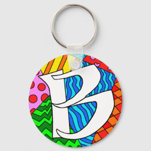 Letter B Kleurrijke Doodles Sleutelhanger