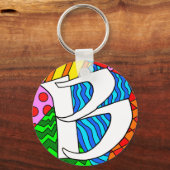 Letter B Kleurrijke Doodles Sleutelhanger (Achterkant)