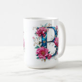 Letter B Koffie Mok – Bloemontwerp voor Gifting (Voorkant rechts)