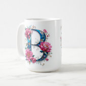 Letter B Koffie Mok – Bloemontwerp voor Gifting (Voorkant links)