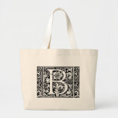 Letter B Medieval Monogram  Initiaal breed Grote Tote Bag (Voorkant)