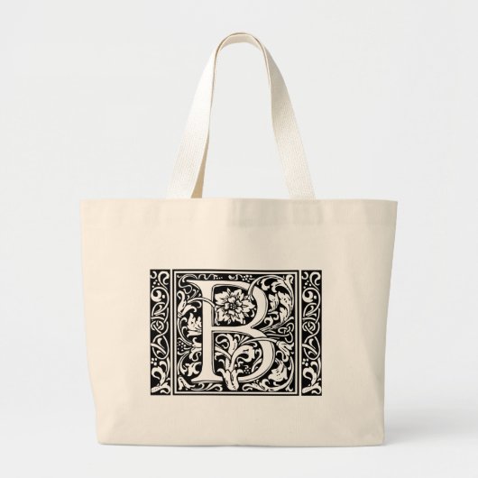 Letter B Medieval Monogram  Initiaal breed Grote Tote Bag (Voorkant)