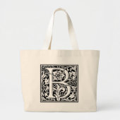 Letter B Medieval Monogram  Initiaal Groot Grote Tote Bag (Voorkant)