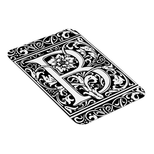 Letter B Medieval Monogram  Initiaal Magneet (Rechterzijde)