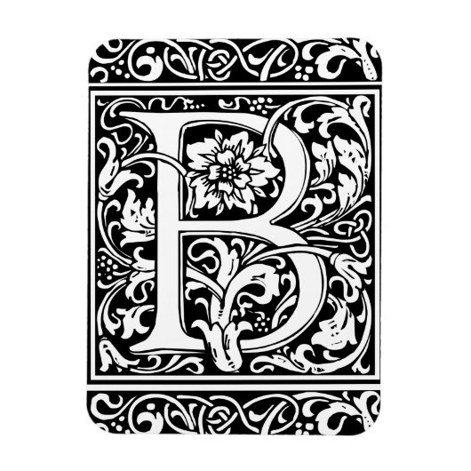 Letter B Medieval Monogram  Initiaal Magneet (Verticaal)
