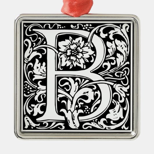 Letter B Medieval Monogram  Initiaal Metalen Ornament (Voorkant)