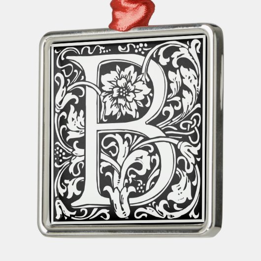 Letter B Medieval Monogram  Initiaal Metalen Ornament (Links)