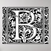 Letter B Medieval Monogram  Initiaal Poster (Voorkant)