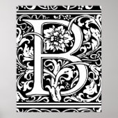 Letter B Medieval Monogram Initiaal Poster (Voorkant)