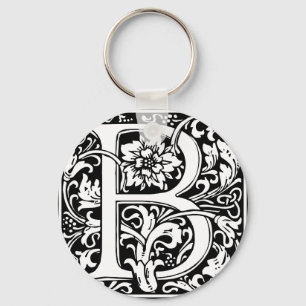 Letter B Medieval Monogram  Initiaal Sleutelhanger
