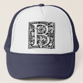 Letter B Medieval Monogram  Initiaal Trucker Pet (Voorkant)