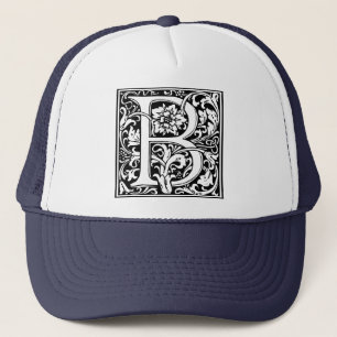 Letter B Medieval Monogram  Initiaal Trucker Pet