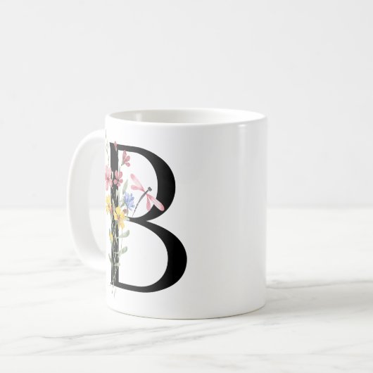 Letter B met bloemen Koffiemok (Voorkant links)
