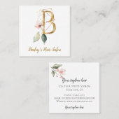 Letter B met Gold Geometric Design en Flowers Vierkante Visitekaartje (Voorkant / Achterkant)