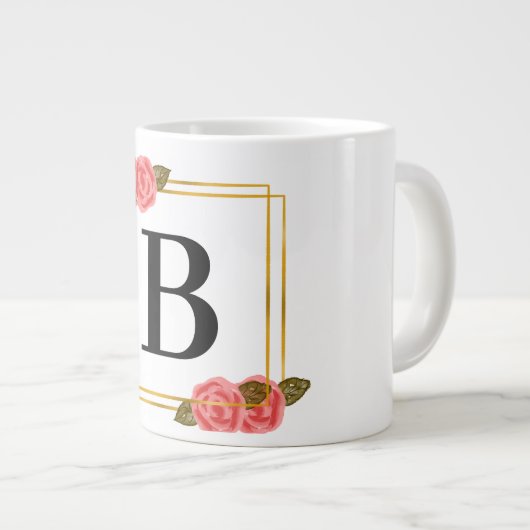 letter B met gouden lijst | Gepersonaliseerd Grote Koffiekop (Voorkant rechts)