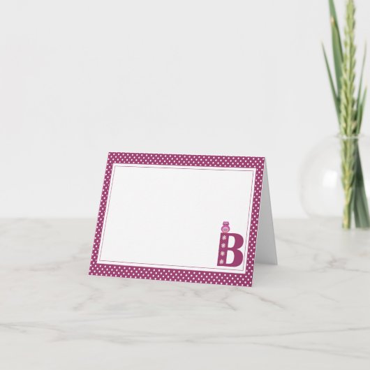 Letter B met Uil Blank Note Kaart (Voorkant)