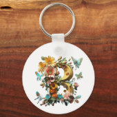 Letter B met vlinders en bloemetjes Sleutelhanger (Voorkant)