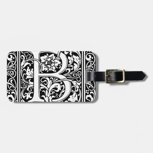 Letter B Middeleeuws Monogram Art Nouveau Bagagelabel (Voorkant horizontaal)