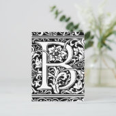 Letter B Middeleeuws Monogram Art Nouveau Briefkaart (Staand voorkant)