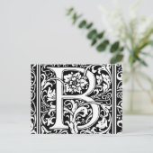 Letter B Middeleeuws Monogram Art Nouveau Briefkaart (Staand voorkant)