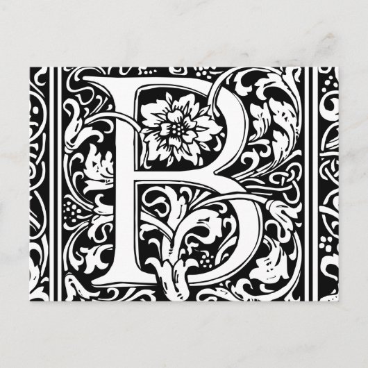 Letter B Middeleeuws Monogram Art Nouveau Briefkaart (Voorkant)