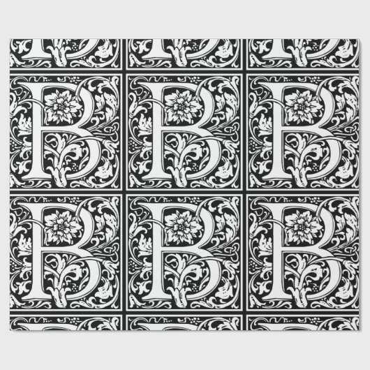 Letter B Middeleeuws Monogram Art Nouveau Cadeaupapier (Vlak)