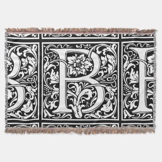 Letter B Middeleeuws Monogram Art Nouveau Deken (Voorkant)