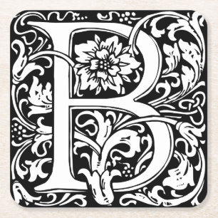 Letter B Middeleeuws Monogram Art Nouveau Kartonnen Onderzetters
