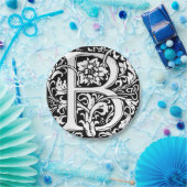 Letter B Middeleeuws Monogram Art Nouveau Papieren Bordje (Feest)