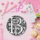 Letter B Middeleeuws Monogram Art Nouveau Papieren Bordje (Feest)