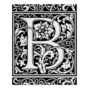 Letter B Middeleeuws Monogram Art Nouveau Perfect Poster