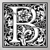 Letter B Middeleeuws Monogram Art Nouveau Poster (Voorkant)