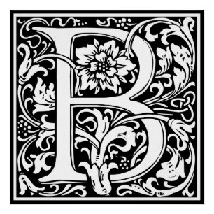 Letter B Middeleeuws Monogram Art Nouveau Poster