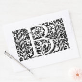 Letter B Middeleeuws Monogram Art Nouveau Rechthoekige Sticker (Envelop)