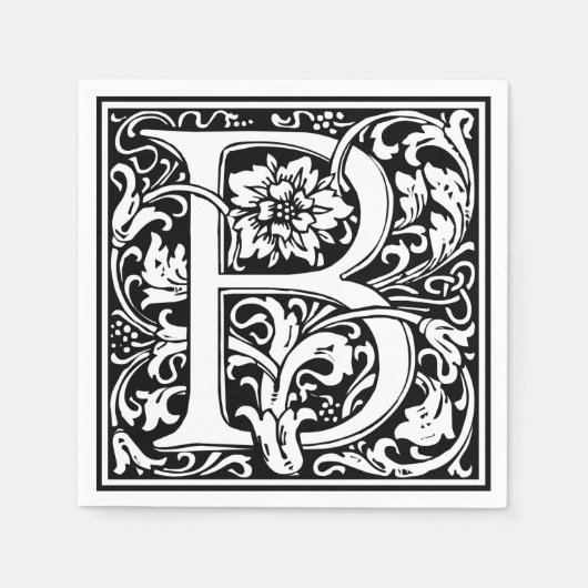 Letter B Middeleeuws Monogram Art Nouveau Servet (Voorkant)
