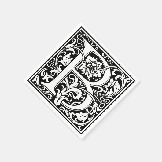 Letter B Middeleeuws Monogram Art Nouveau Servet (Hoek)