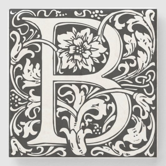 Letter B Middeleeuws Monogram Art Nouveau Stenen Onderzetter (Voorkant)