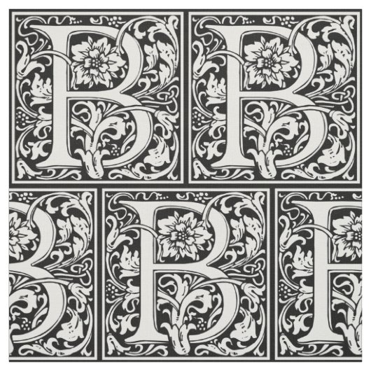 Letter B Middeleeuws Monogram Art Nouveau Stof (Swatch)