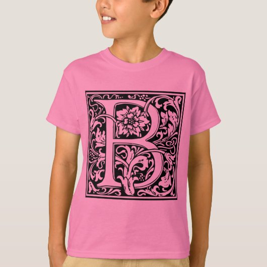 Letter B Middeleeuws Monogram Art Nouveau T-shirt (Voorkant)