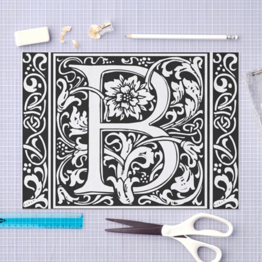 Letter B Middeleeuws Monogram Art Nouveau Tissuepapier (Craft)